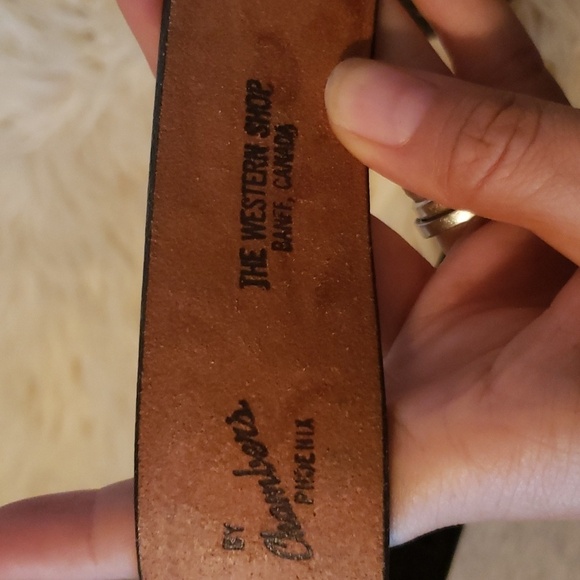 The western shop banff by chamber phoenix black leather hand finished 42 belt - Picture 5 of 8